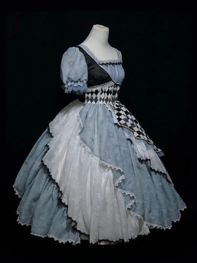 Alice in Wonderland Blue Checkerboard Sweet Lolita Dress | CoyBunny