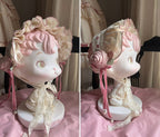 Cream & Pink Frilled Sweet Lolita Headband with Fabric Rose Decor - Bodhi Original Design | CoyBunny