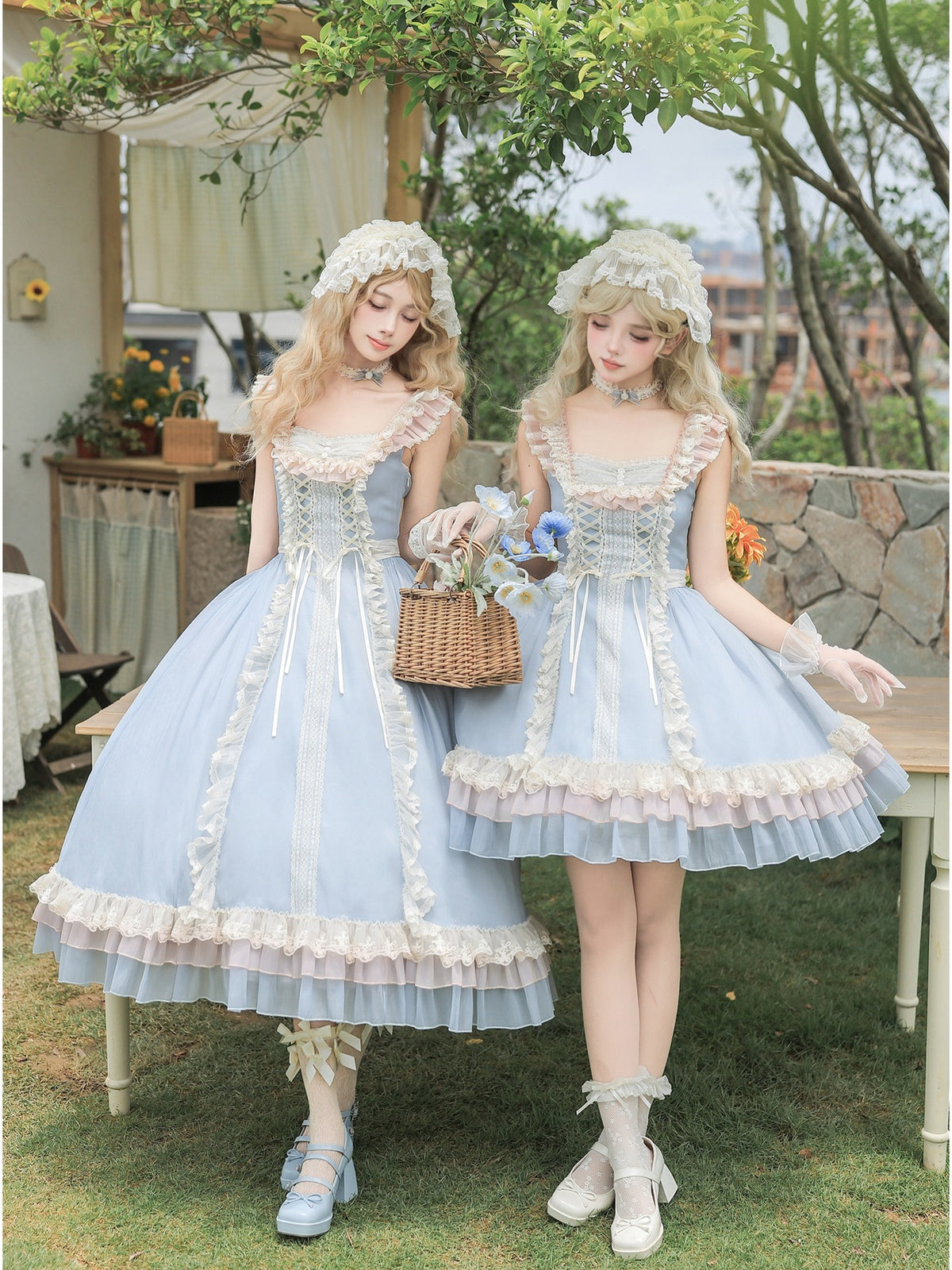 Long Lolita Flutter Sleeve JSK with Adjustable Straps
