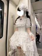 White Gothic Lolita Dress Set for Halloween & Christmas Cosplay