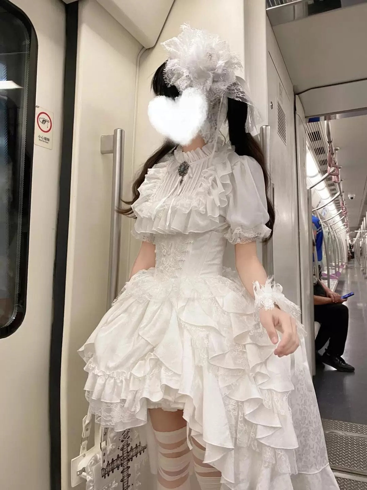 White Gothic Lolita Dress Set for Halloween & Christmas Cosplay