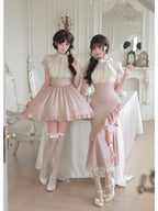 Short Color Block Lolita Dress with Waist Boning & Ruffles