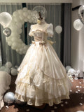 Elegant Apricot Cream Lolita Ball Gown - Princess Birthday Dress Set