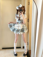 Sage Green Sweet Maid Lolita Dress Set with Blouse & Vest 3-Piece