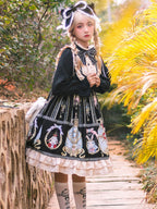 Black Gothic Easter Plus Size Lolita Long Sleeve OP Dress