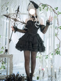 Gothic Cross Lolita Dress Full Set with Sleeves & Headpiece