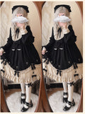 Classic Gothic Black Lolita OP Long Sleeve Dress | Plus Size