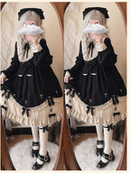 Classic Gothic Black Lolita OP Long Sleeve Dress | Plus Size
