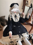 Classic Gothic Black Lolita OP Long Sleeve Dress | Plus Size