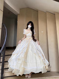Elegant Cream Lolita Wedding OP Dress: 18th Birthday Ball Gown