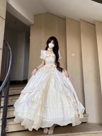 Elegant Cream Lolita Wedding OP Dress: 18th Birthday Ball Gown