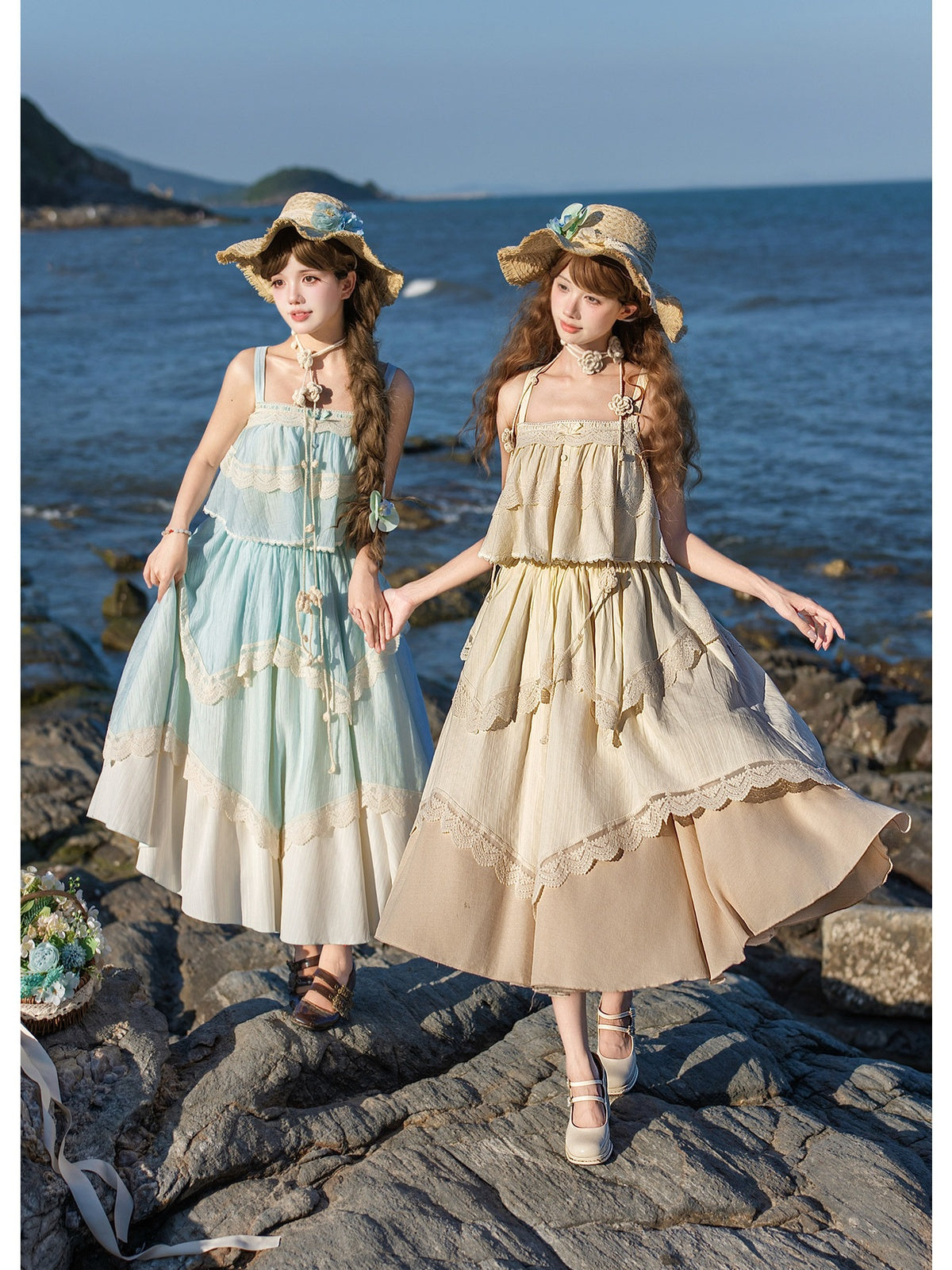 Off-White Lolita Camisole Top & Asymmetrical Skirt Set