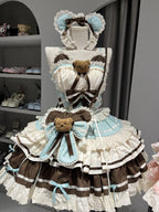 Sweet Chocolate Bear Lolita JSK Dress Full Set with Plush Bag