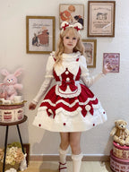 Red Christmas Sweet Lolita JSK Dress & Cute Apron Winter Set