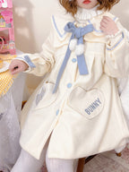 Plus Size Sweet Lolita Wool Coat: Cute Bunny Bow Winter Outerwear