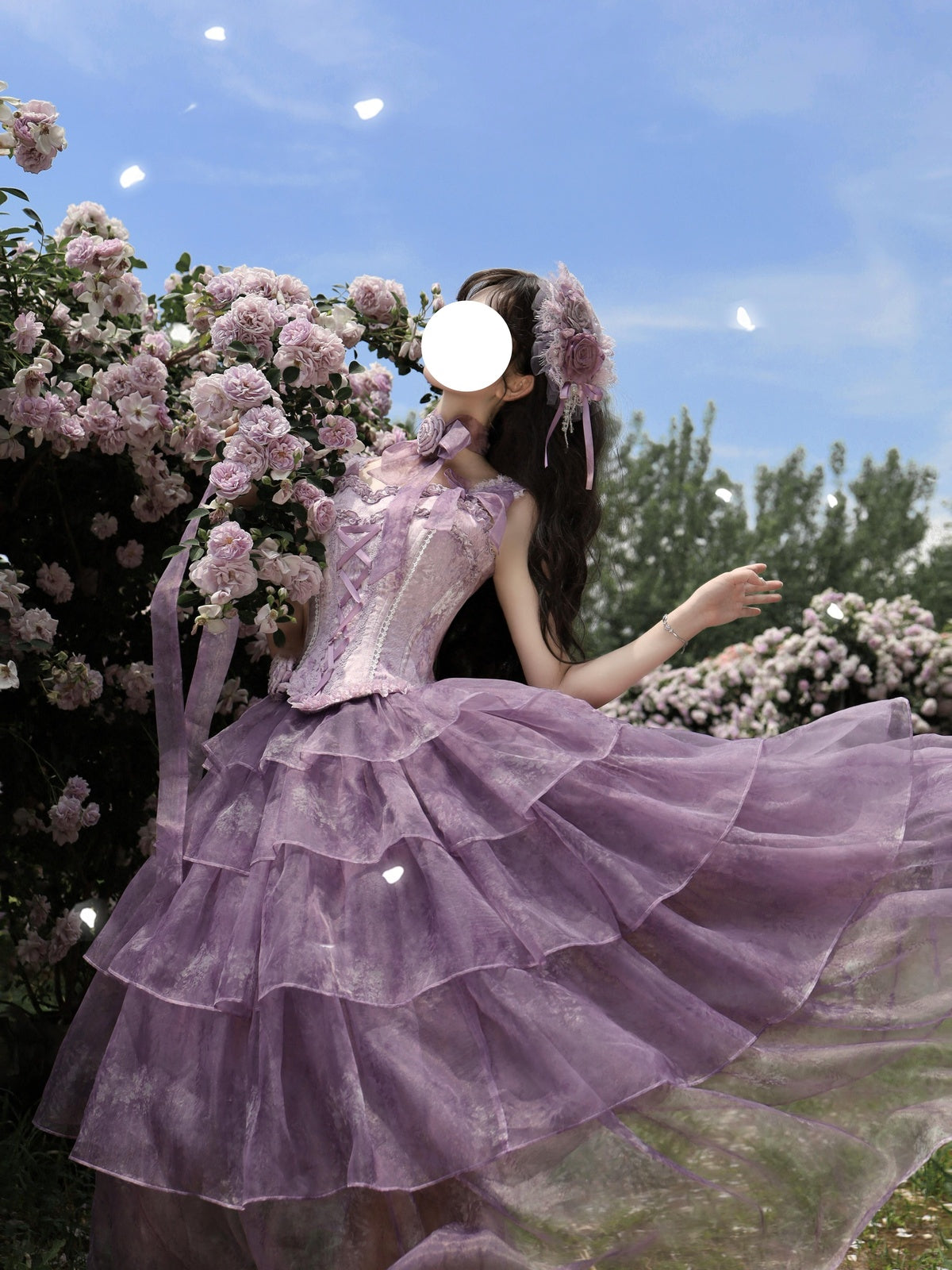 Elegant Purple Lolita Ball Gown - Luxury High-End Long Dress Full Set
