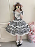 Black Gingham Sweet Lolita JSK Dress & Matching Accessory Set