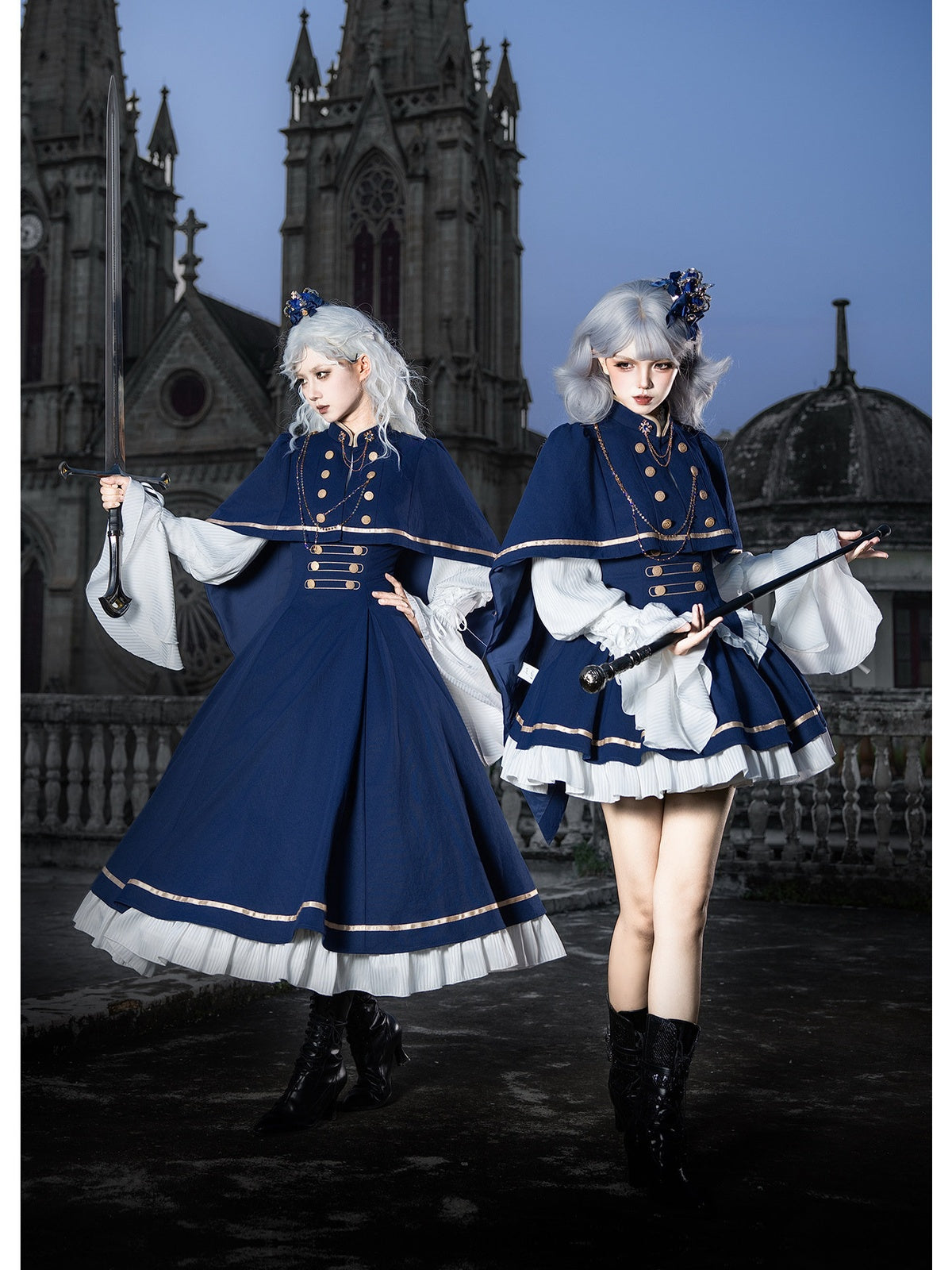 Short Court Lolita OP Set with Cape, Shoulder Chain & Brooch
