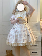 Plus Size Sweet Lolita OP Dress: Slimming Frilly Kawaii Print Dress