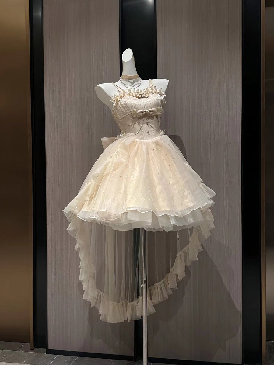 Apricot Lolita Princess Ball Gown with Train & Choker