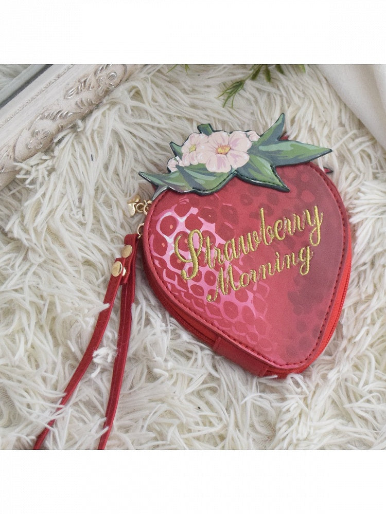 Strawberry Themed Lolita Wallet with Gold Embroidery - Morning Glory | CoyBunny