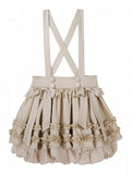 Bow and Ruffle Detail Bubble Skirt with Cross Straps in Beige - Unknown Star | CoyBunny