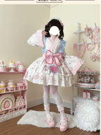 Plus Size Kawaii White Dress Set with Bows & Straps | Curvy Fashion