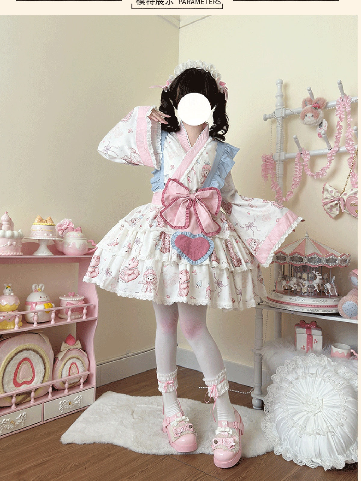 Plus Size Kawaii White Dress Set with Bows & Straps | Curvy Fashion