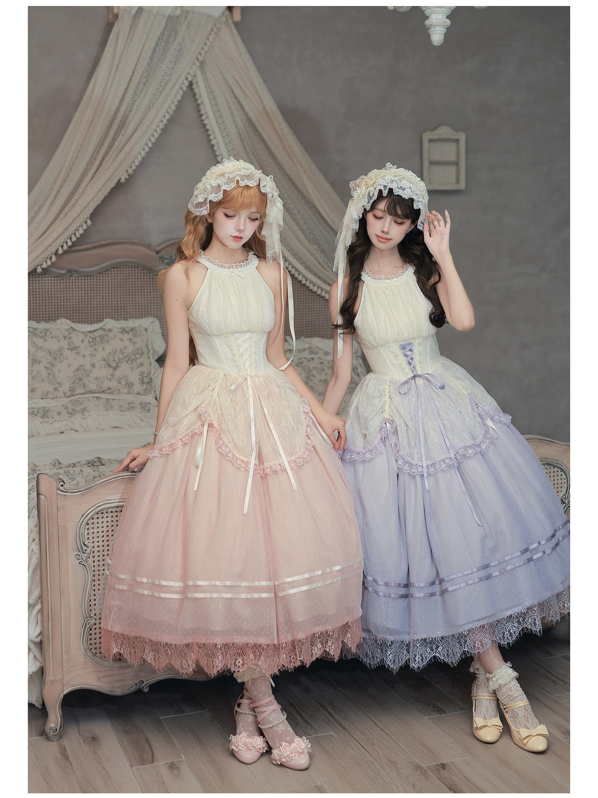 Pink Classic Lolita Halter Long JSK with Waist Boning