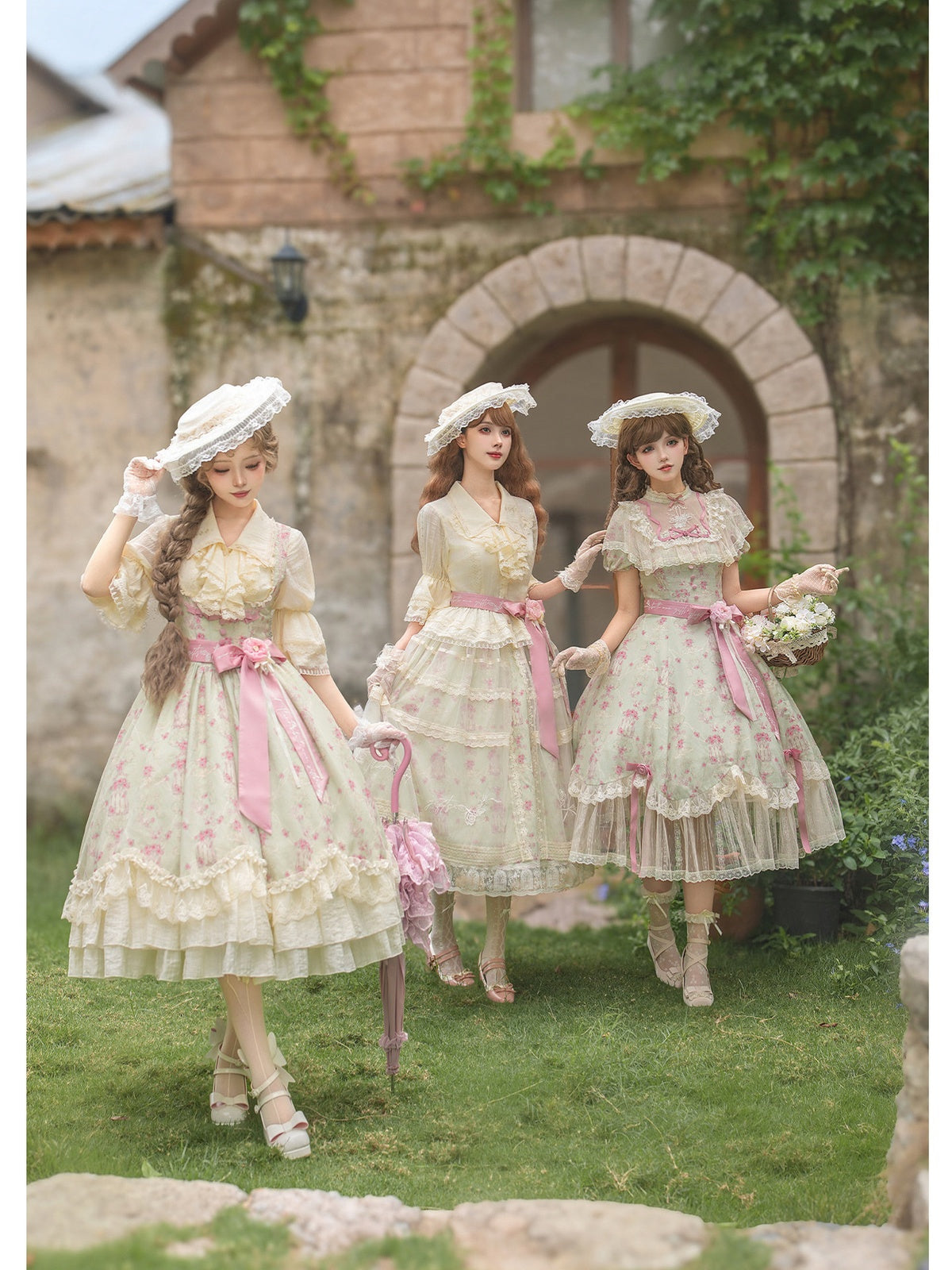 Petal Hem Lolita Bustier Set with Shirt, Hat & Flower