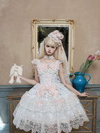 Blue Ballet Lolita JSK Dress with Crown Veil & Necklace
