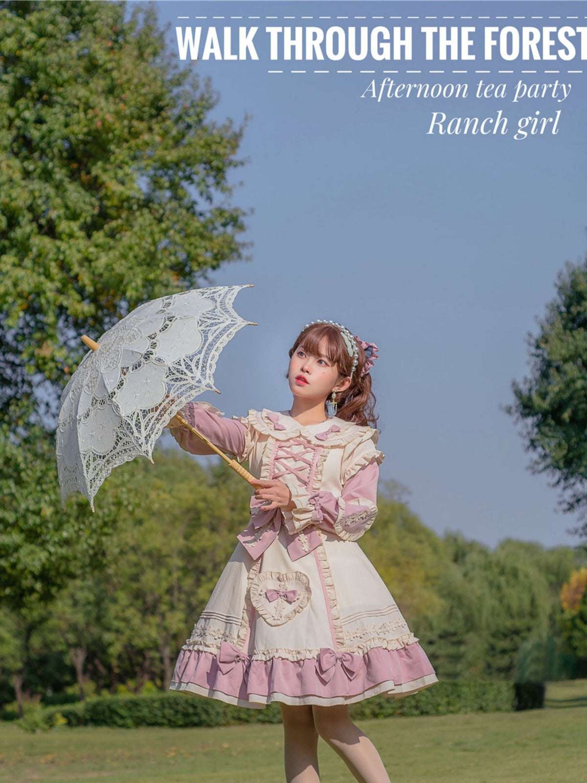 Plus Size Lolita Princess Dress - Cream & Pink Little Gardener OP