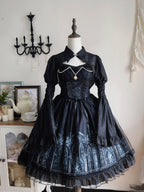 Black Gothic Lolita JSK Dress & Matching Shoulder Cape Set