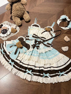 Sweet Chocolate Bear Lolita JSK Dress Full Set with Plush Bag