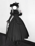 Gothic Witch Lolita Dress Set with Corset Blouse & Bustle Skirt