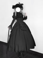 Gothic Witch Lolita Dress Set with Corset Blouse & Bustle Skirt