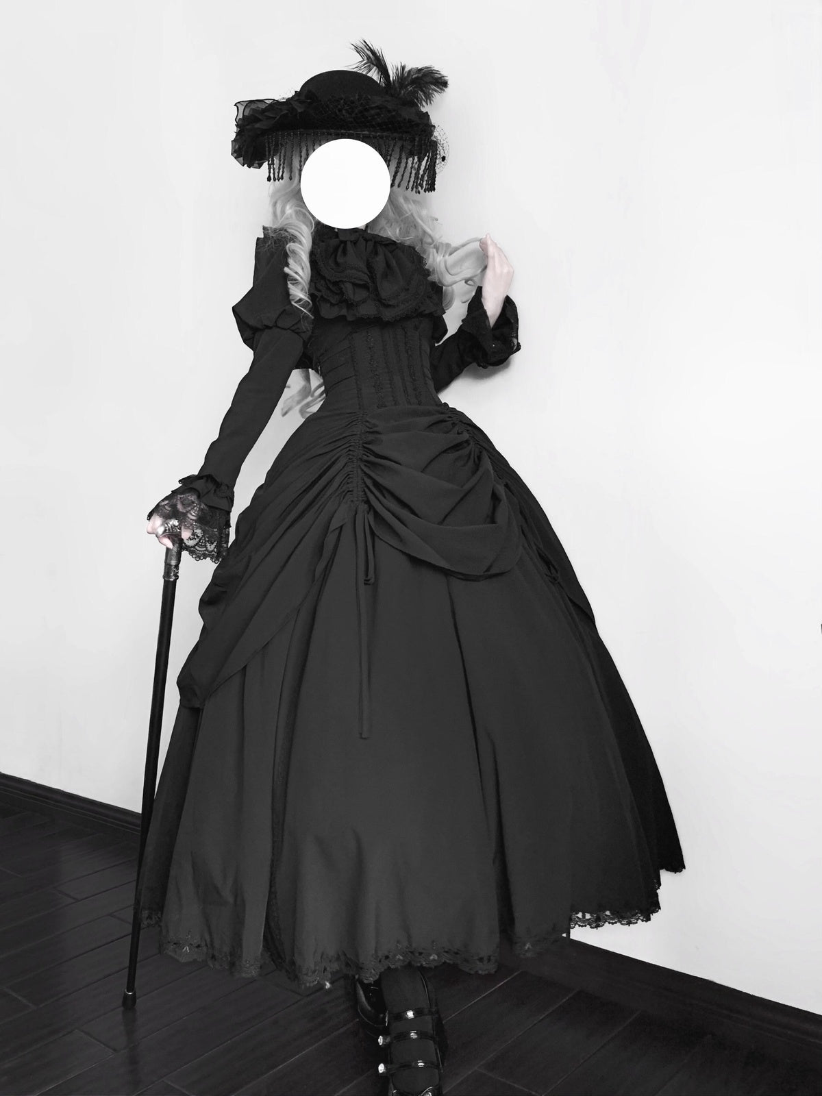 Gothic Witch Lolita Dress Set with Corset Blouse & Bustle Skirt