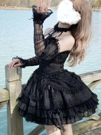 Gothic Cross Lolita Dress Full Set with Sleeves & Headpiece