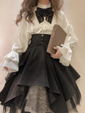 Gothic Nun Lolita Dress Set with Corset Blouse & Tiered Skirt
