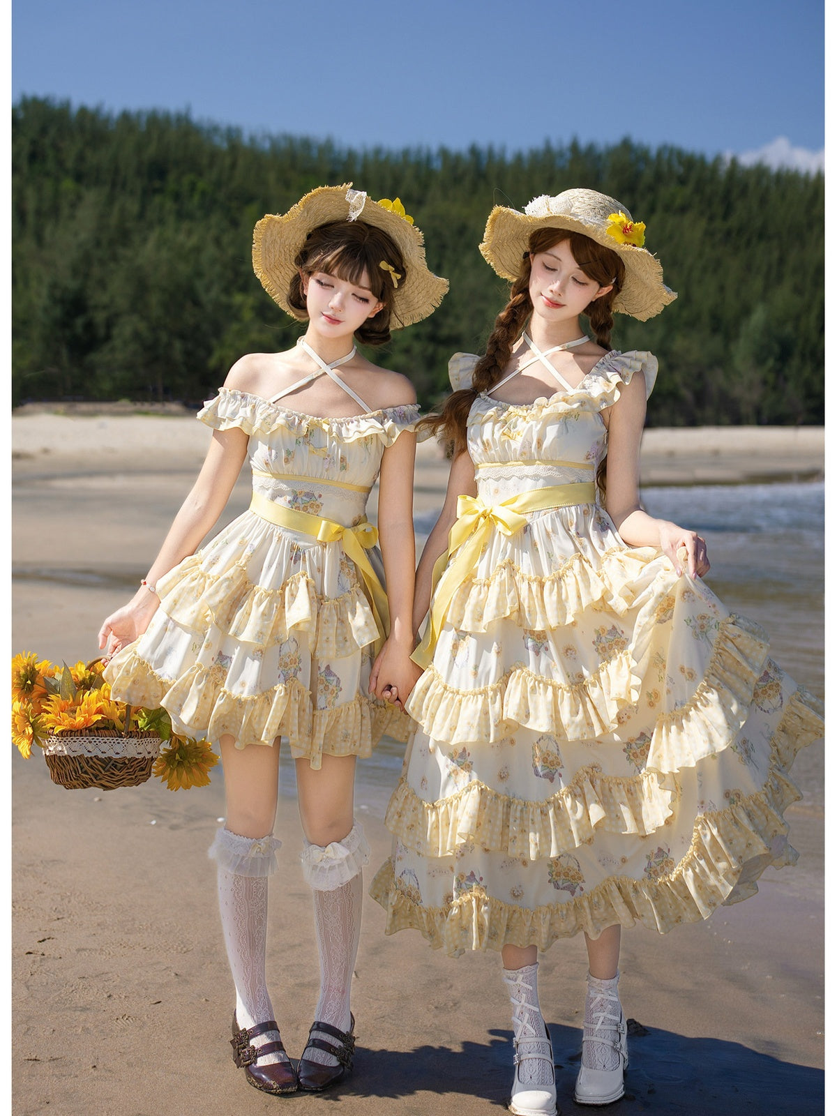 Short Print Halter Neck Lolita JSK with Detachable Padding