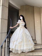 Elegant Cream Lolita Wedding OP Dress: 18th Birthday Ball Gown