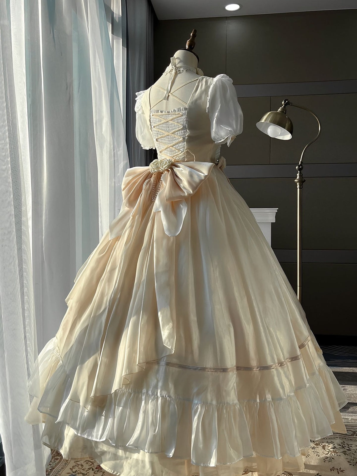 Elegant Apricot Cream Lolita Ball Gown - Princess Birthday Dress Set