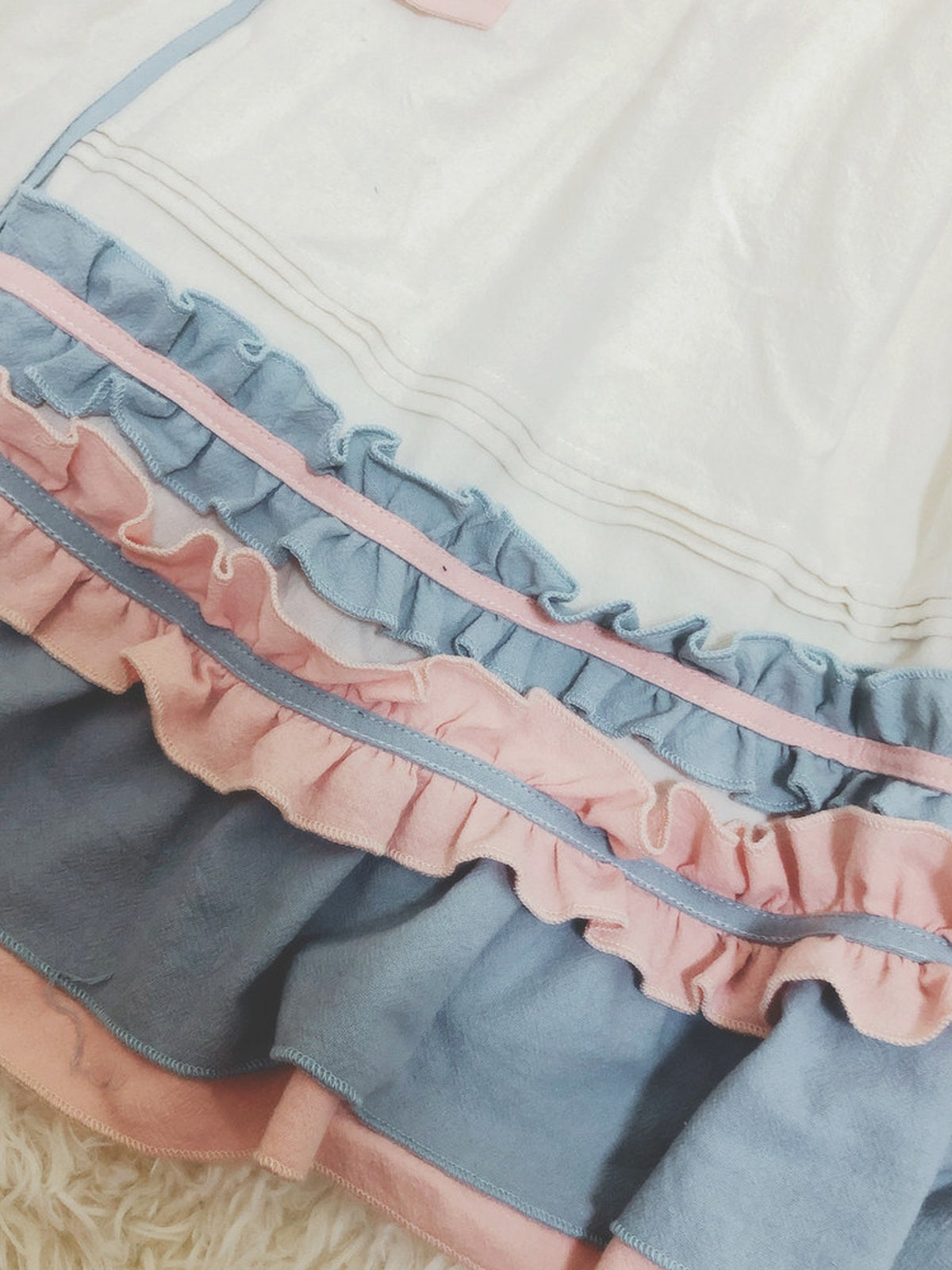 Plus Size Sweet Lolita OP Dress - Pink Blue & Beige Sweet Puff