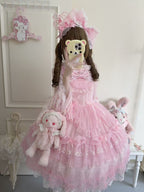 Pink Ballet Doll Lolita JSK Dress | Sweet Frill Princess Gown