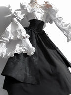 Gothic Black Widow Lolita Dress Set with Hime Sleeve Blouse & SK