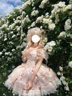 Pink Sweet Lolita Princess Dress - Ruffle Lace Layered Cake Skirt