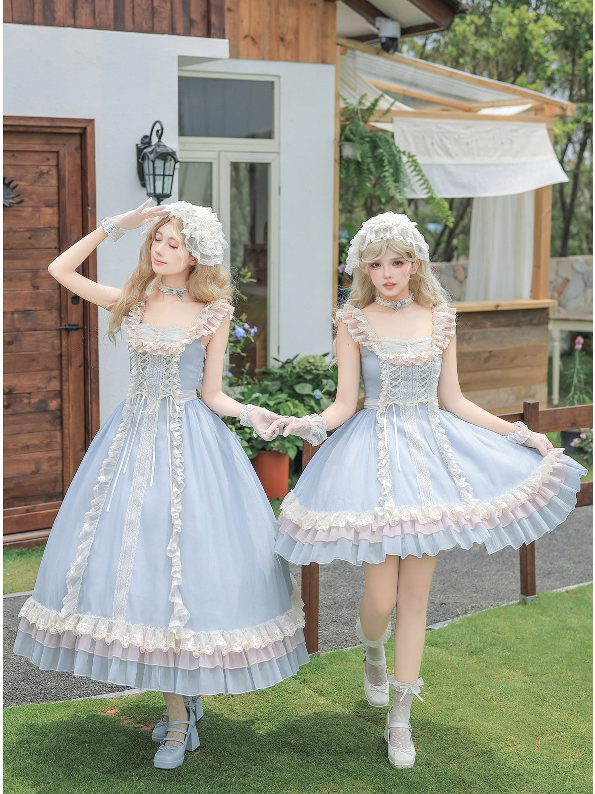 Long Lolita Flutter Sleeve JSK with Adjustable Straps