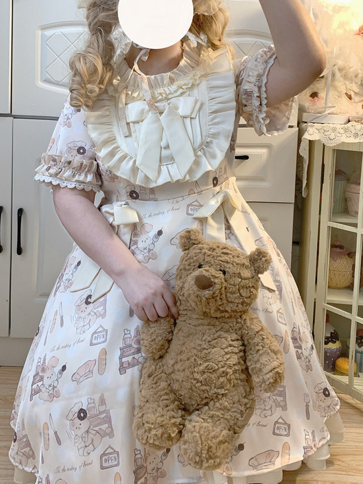Plus Size Sweet Lolita OP Dress: Slimming Frilly Kawaii Print Dress