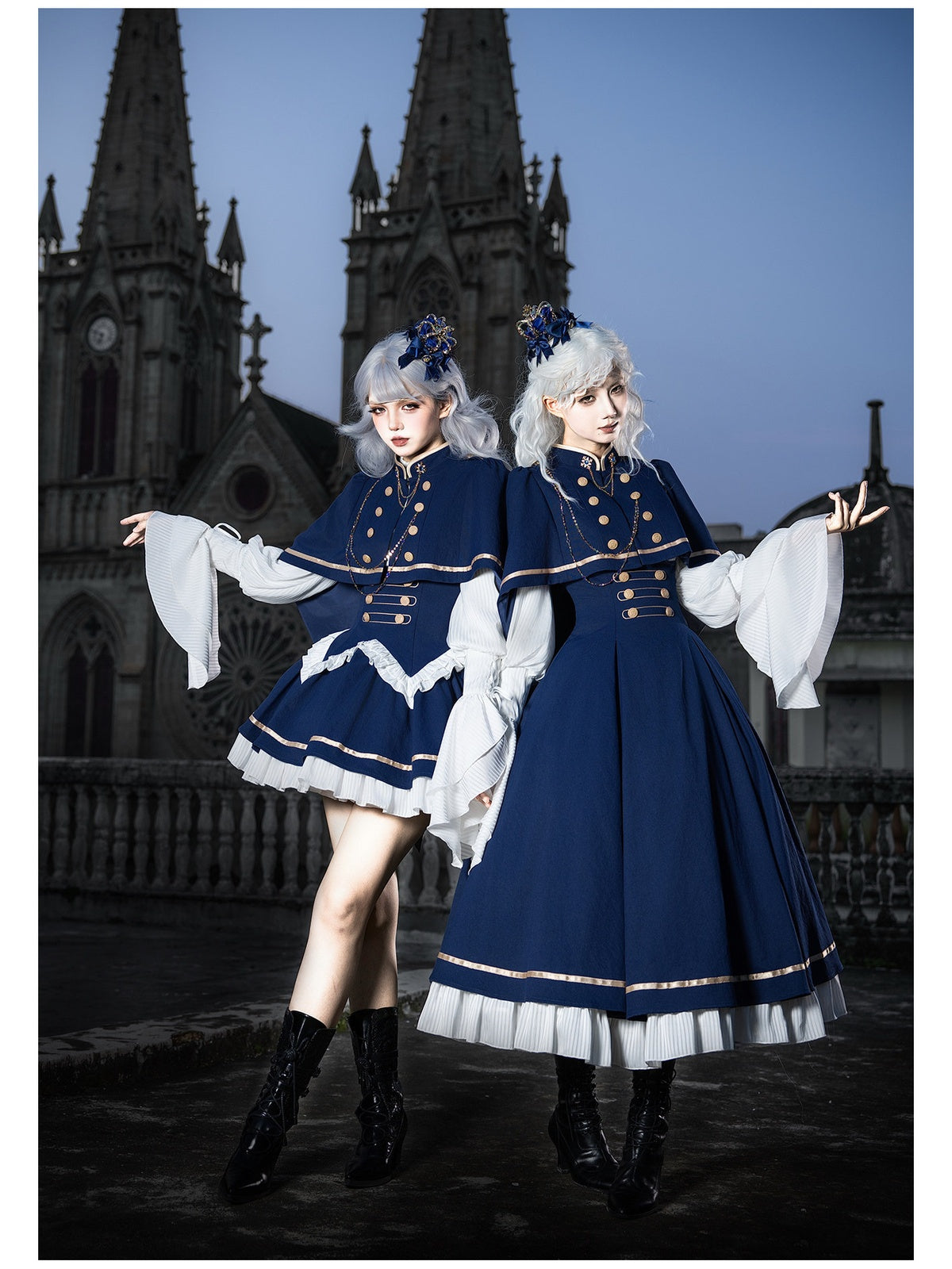 Long Court Lolita OP Set with Cape, Shoulder Chain & Brooch