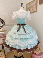 Mint Chocolate Lolita JSK Dress Set with Bonnet | Cute Gown